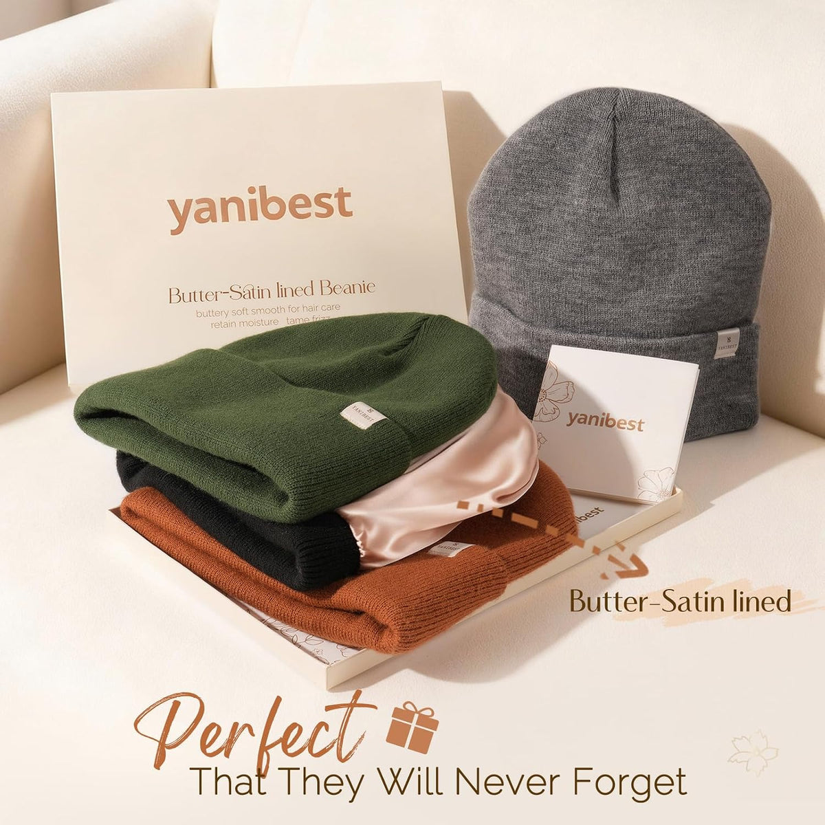 Satin Lined Beanie for Women, Reduce Frizz Winter Hats