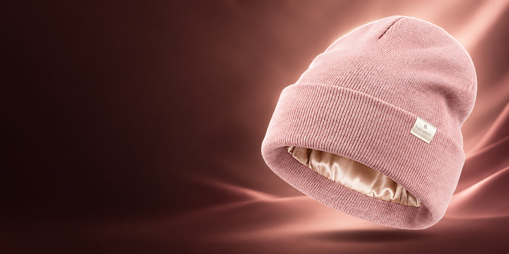 Blush pink satin-lined beanie